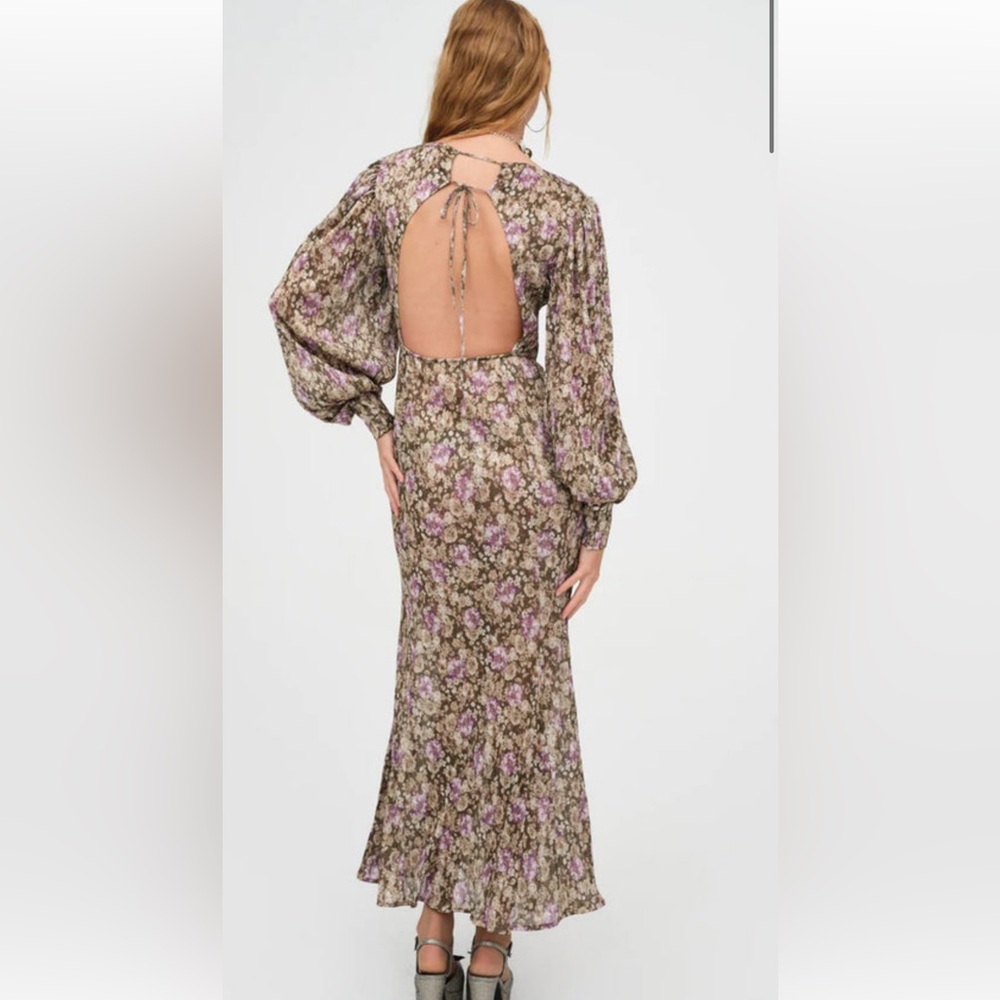 For Love and Lemons Wynne long sleeve maxi dress NWT metallic - Picture 3 of 15